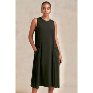 ELM by Matthildur A-Line Sleeveless Midi Black Dress L NWOT